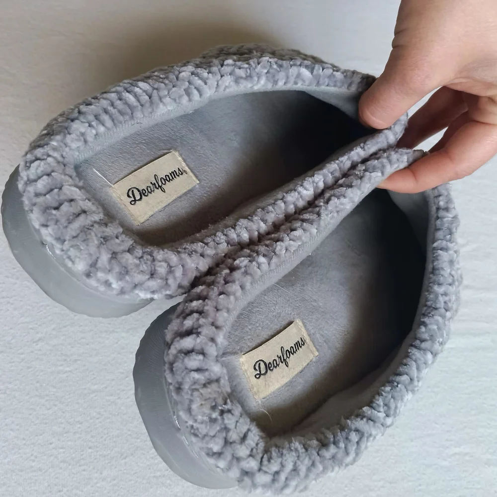 Dearfoams Men Sz XL 9-10 Soft Gray Slippers
